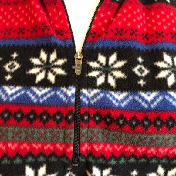 L. L. BEAN Vintage 1/4 Zip Fleece Snowflake Print Medium - Picture 6 of 16
